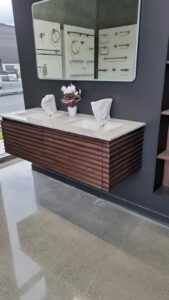 Harrison bloy showroom polished concrete floor grind3 Bathroom Showroom polished concrete floor Tauranga NZ Grinders