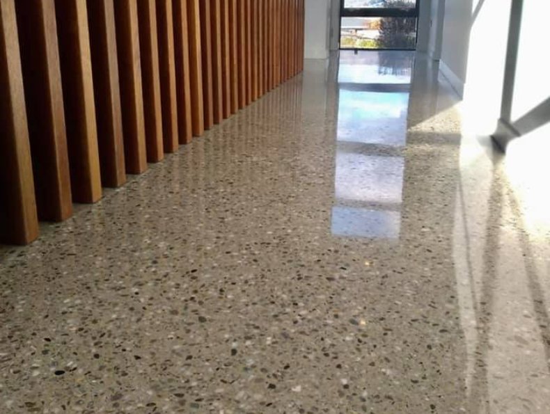 Polished Concrete Floors NZGrinders hallway Hallway polished concrete floor Tauranga NZ Grinders