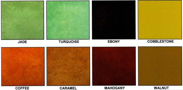 Colour sample card stained concrete nz grinders tauranga nz