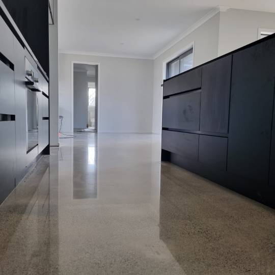 salt and pepper finish for a beach house polished concrete floor nz grinders tauranga (1) Salt and pepper finish for a beach house polished concrete floor nz grinders tauranga kitchen