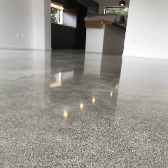salt and pepper finish for a beach house polished concrete floor nz grinders tauranga4 Salt and pepper finish for a beach house polished concrete floor nz grinders tauranga hallway